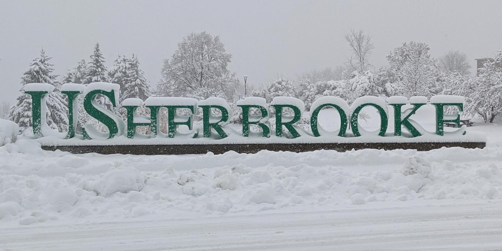 Sherbrooke University campus covered in snow